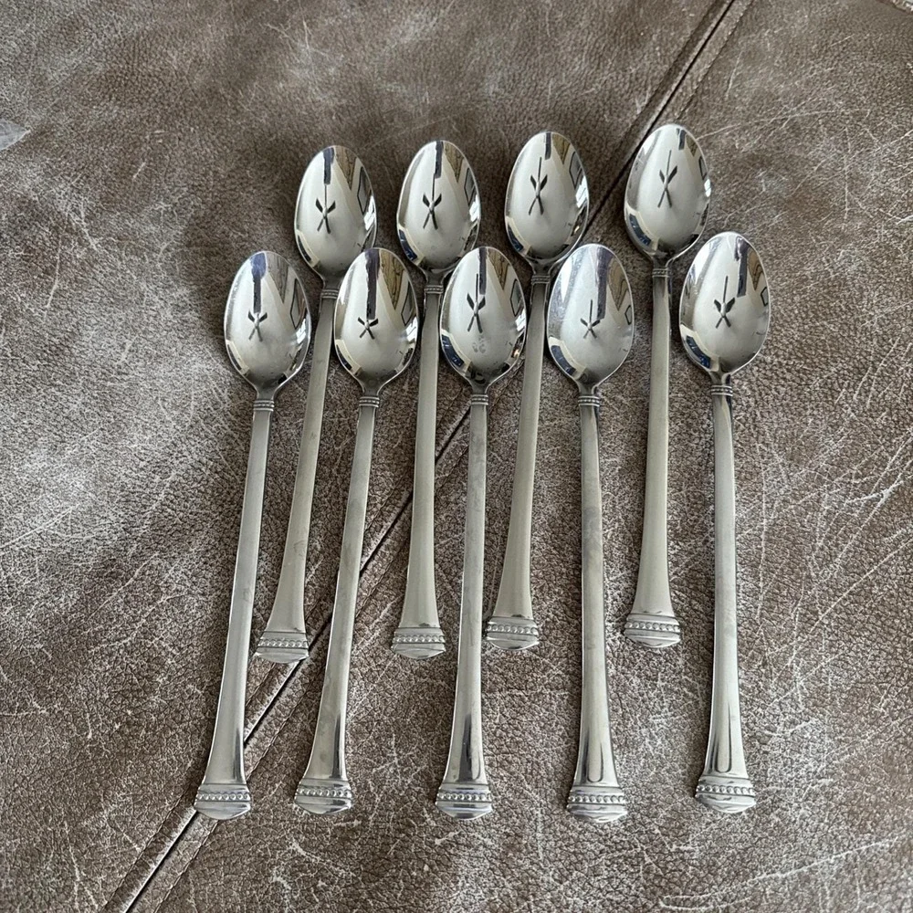 Towle‎ Beaded Classique Flatware Iced Tea Spoon (Set of 9)FW13